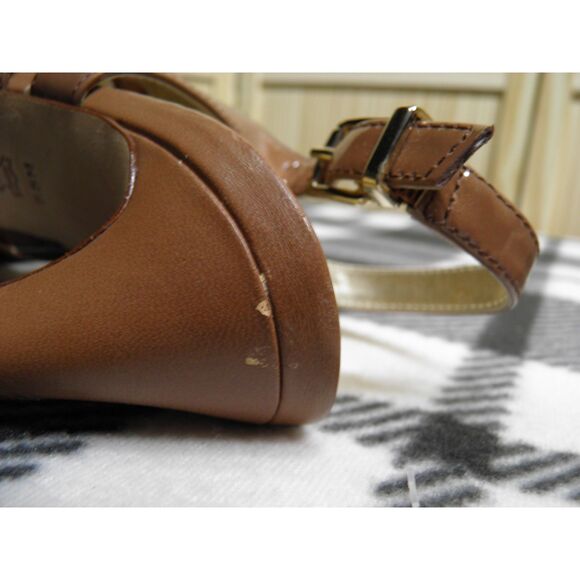 Antonio Melani SlingBack in Patent Metallic Toffee Oversized Flower - Picture 7 of 9